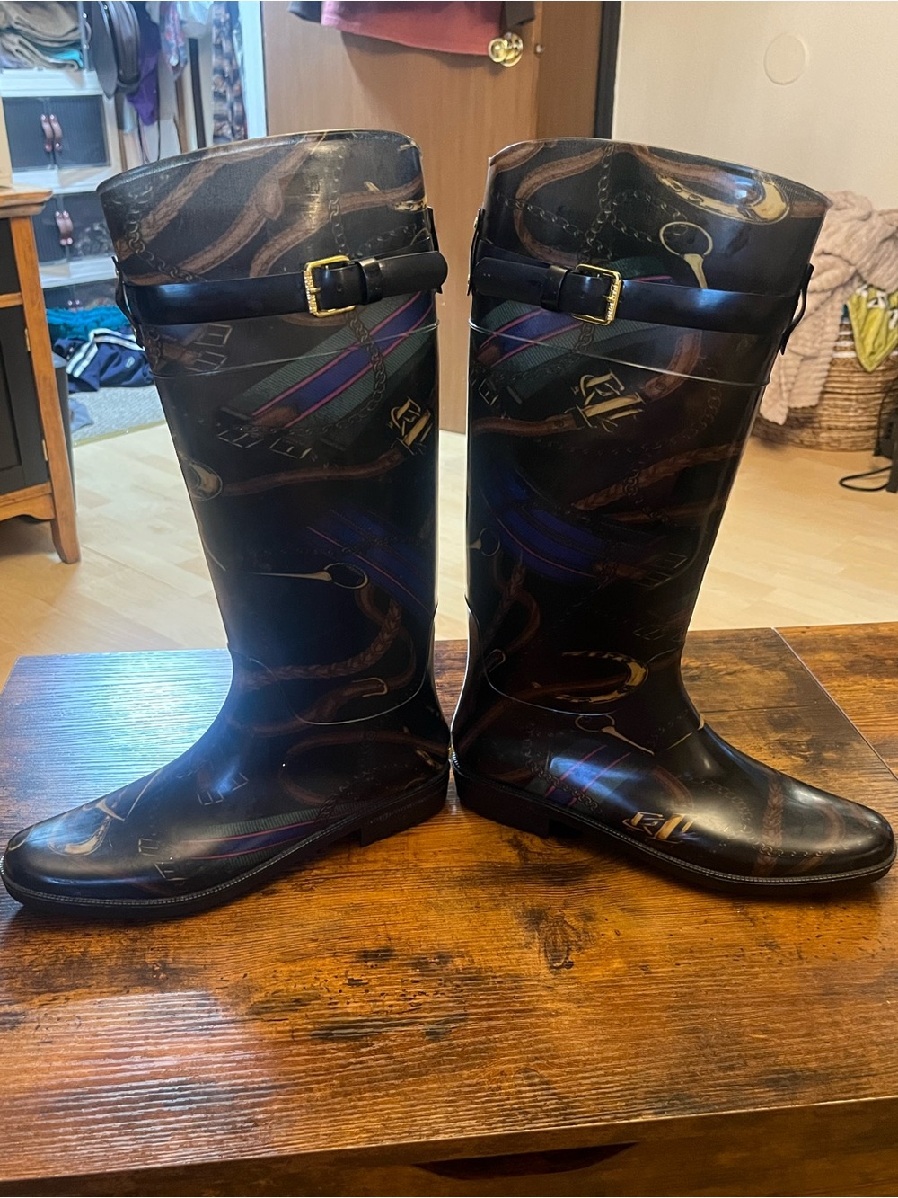 Lauren Ralph Lauren Black Rubber Sole Boots